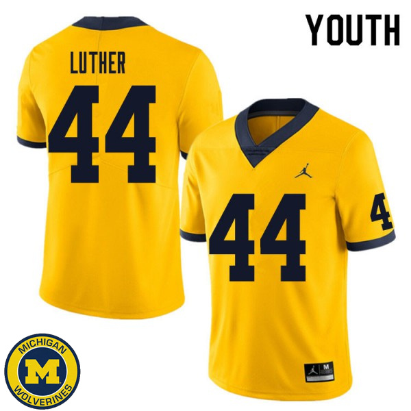 Youth Michigan Wolverines #44 Joshua Luther Yellow High School Jersey